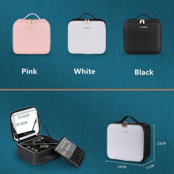 Illuminated LED Cosmetic Case with Mirror - Portable & High-Capacity Makeup Organizer - Image 6