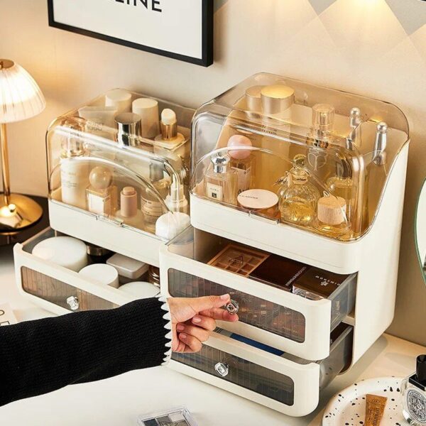 Luxurious Cosmetic and Jewelry Organizer with Drawer - Compact Skincare Storage for Home and Bathroom - Image 4