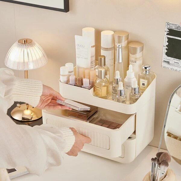 Luxurious Cosmetic and Jewelry Organizer with Drawer - Compact Skincare Storage for Home and Bathroom - Image 3